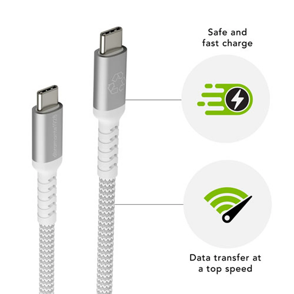 dbramante1928 2.5m (8ft) USB-C to USB-C Braided Cable (DB-CB25CCGRU511) - White