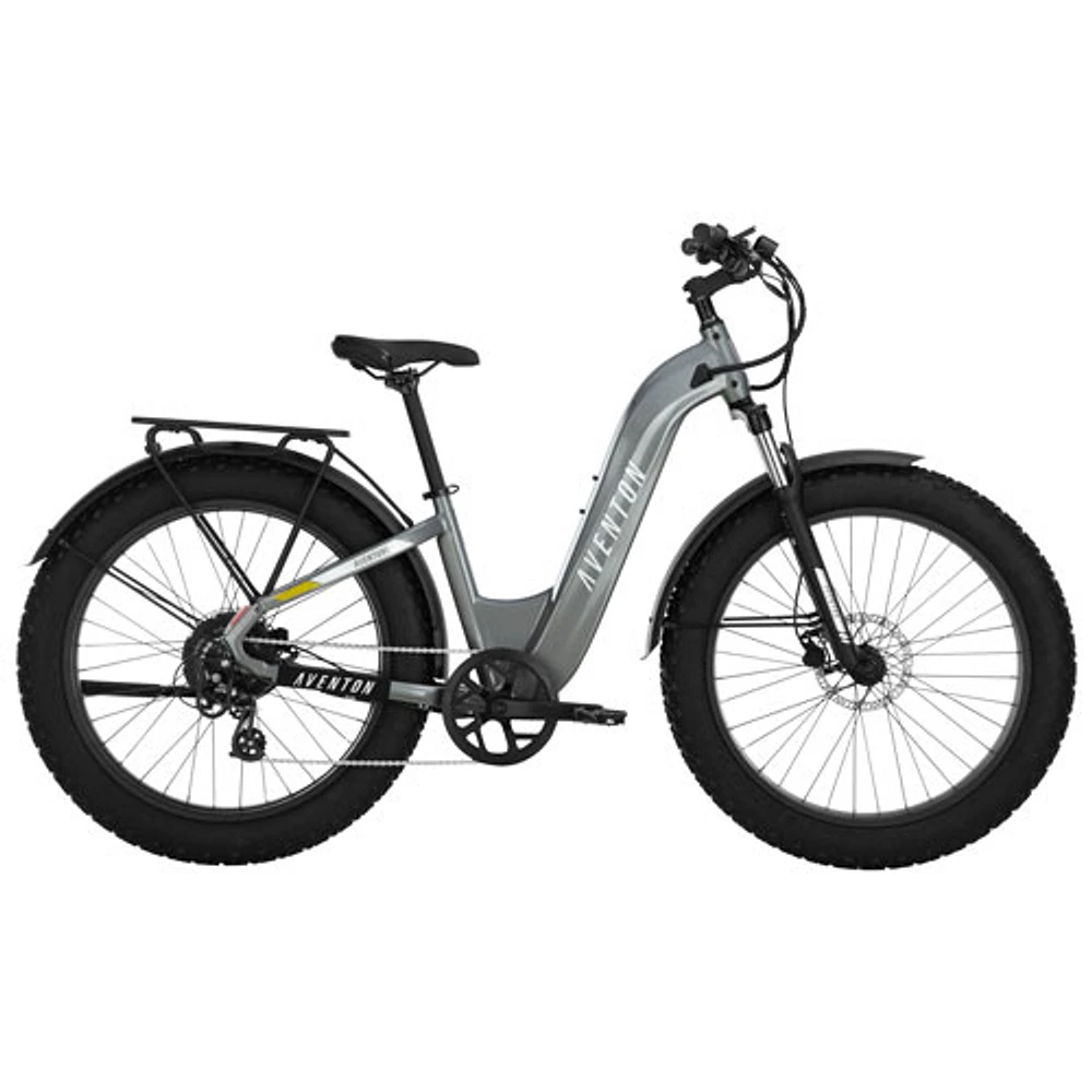 Aventon Aventure.2 Step-Through Fat Tire Electric Mountain Bike (750W Motor/96km Range/32km/h Top Speed) - Large - Slate Grey