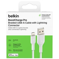 Belkin BoostCharge Braided 2m (6.6 ft.) USB-A to Lightning Cable (CAA002bt2MWH)