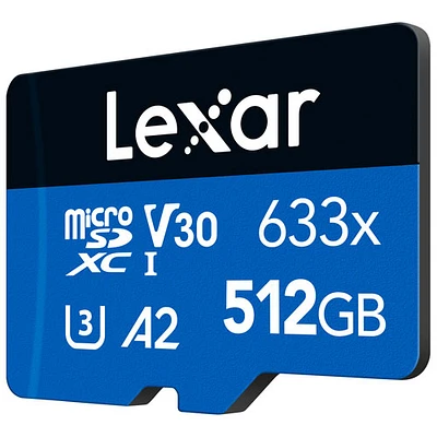 Carte mémoire microSDXC 633x 100 Mo/s de 512 Go High-Performance de Lexar