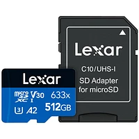 Carte mémoire microSDXC 633x 100 Mo/s de 512 Go High-Performance de Lexar