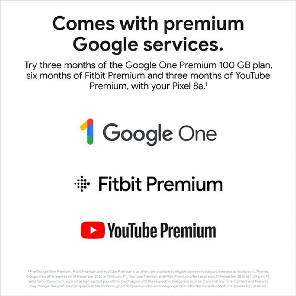 Freedom Mobile Google Pixel 8a 256GB - Obsidian - Monthly Tab Plan