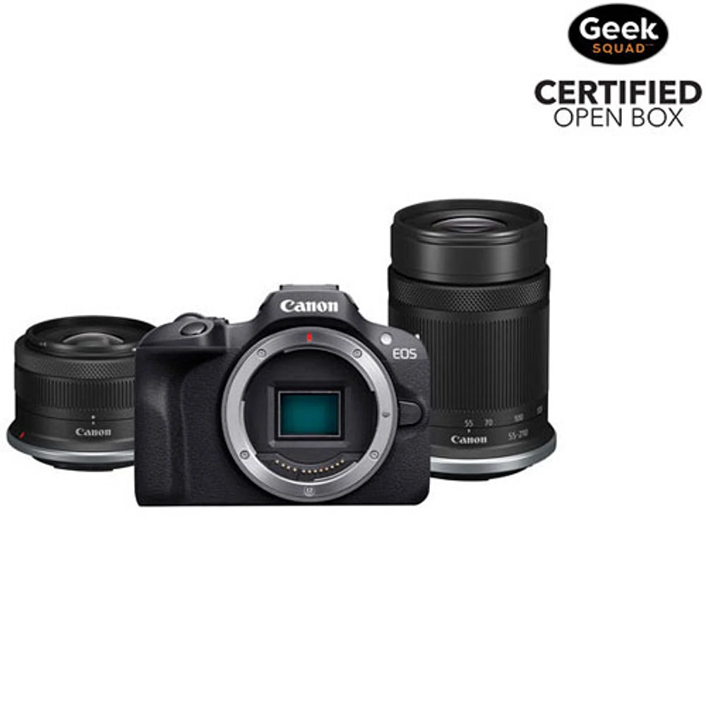 Open Box - Canon EOS R100 Mirrorless Camera with 18-45mm IS STM & 55-210mm Zoom Lens Kit