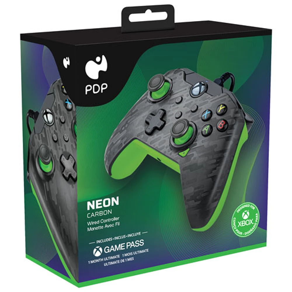 Manette avec fil de PDP pour Xbox Series X|S/Xbox One/PC - Carbone néon