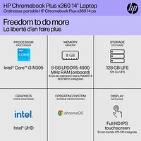 HP 14" x360 Chromebook w/ 1 year of Gemini Advanced (Intel Core i3-N305/128GB/8GB RAM/ChromeOS)