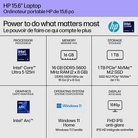 HP 15.6" Laptop - Natural Silver (Intel Core Ultra 5 125H/1TB SSD/16GB RAM/Windows 11 Home)