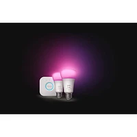 Philips Hue A19 Smart LED Light Bulb Starter Kit with Bridge - 2 Pack - White & Colour Ambiance