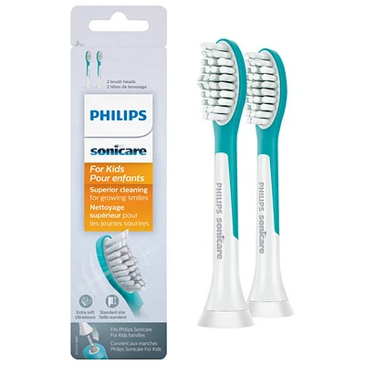 Têtes de remplacement pour brosse à dents Sonicare pour enfants de Philips - Paquet de 2 - Blanc