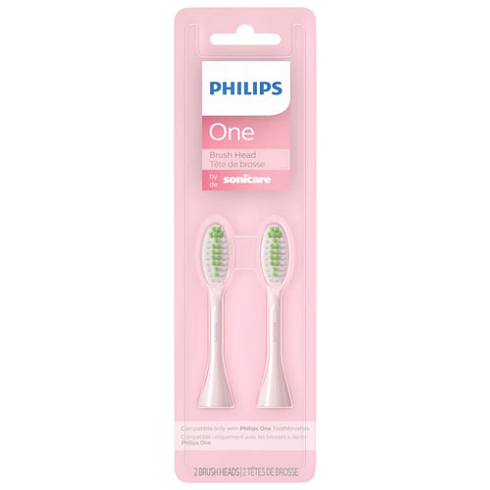 Têtes de remplacement pour brosse à dents Philips One de Sonicare - Paquet de 2 - Rose Manhattan