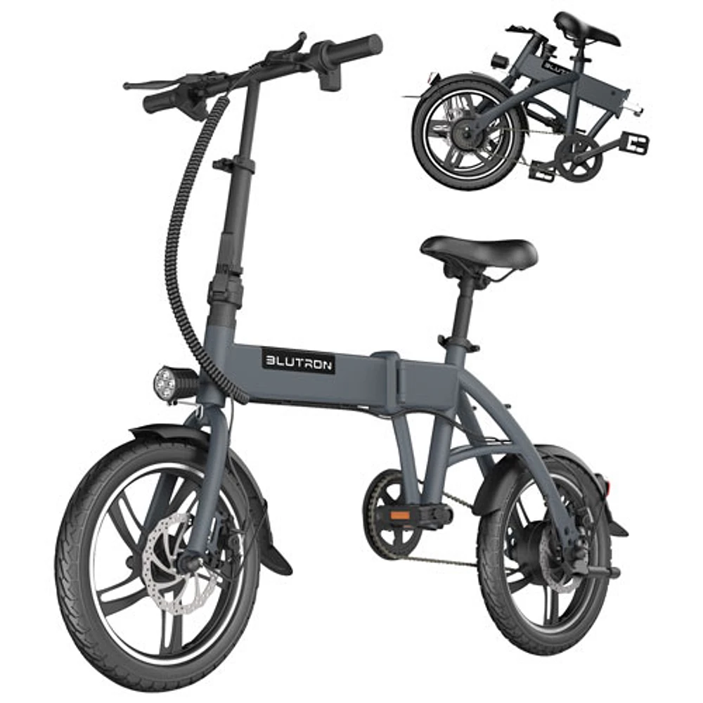 Blutron EB380F 350W Foldable Electric Bike (Up to 35km Battery Range / 28km/h Top Speed) - Grey - Exclusive Retail Partner