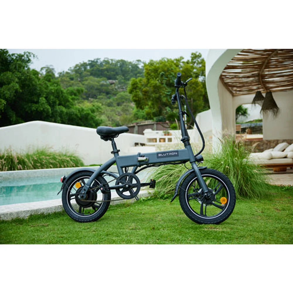 Blutron EB380F 350W Foldable Electric Bike (Up to 35km Battery Range / 28km/h Top Speed) - Grey - Exclusive Retail Partner