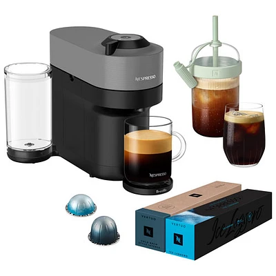 Nespresso Vertuo Pop+ Coffee & Espresso Machine by Breville - Dark Grey - Summer Value Pack