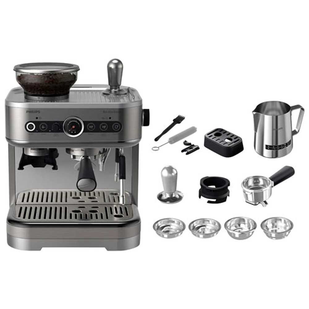 Philips Barista Brew Semi-Automatic Espresso Machine with Single Bean Container - Silver/Stainless Steel