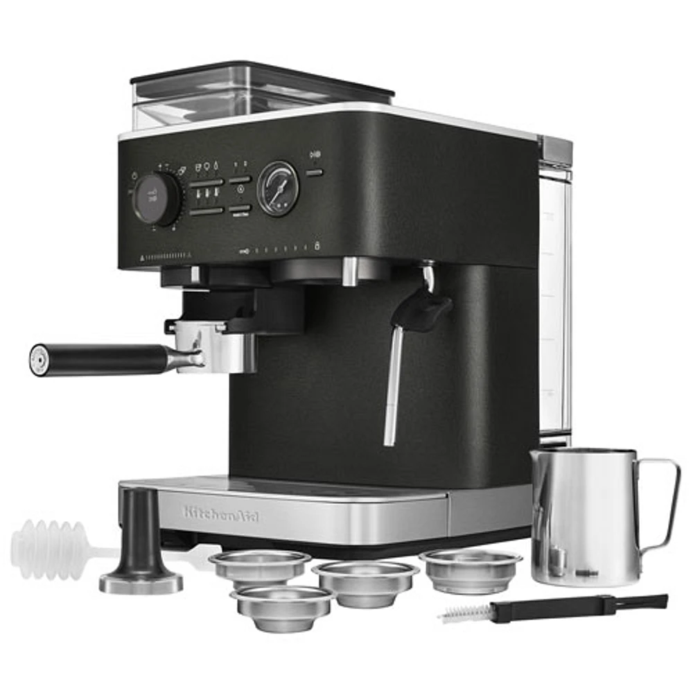 Machine à espresso semi-automatique avec moulin à café de KitchenAid - Noir fonte