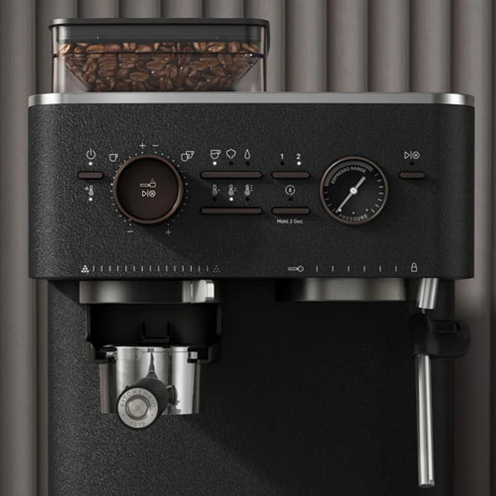 Machine à espresso semi-automatique avec moulin à café de KitchenAid - Noir fonte