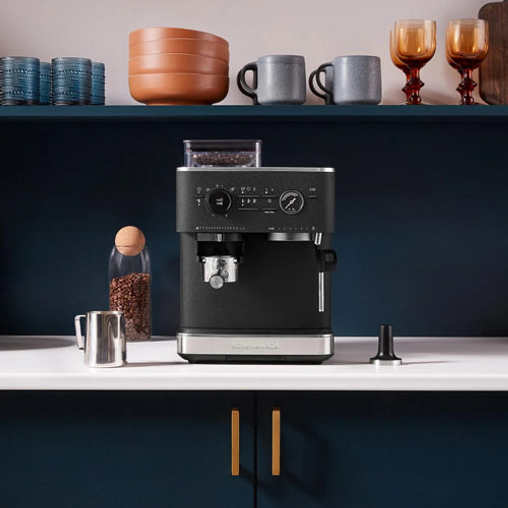 KitchenAid Semi-Automatic Espresso Machine with Coffee Grinder - Cast Iron Black