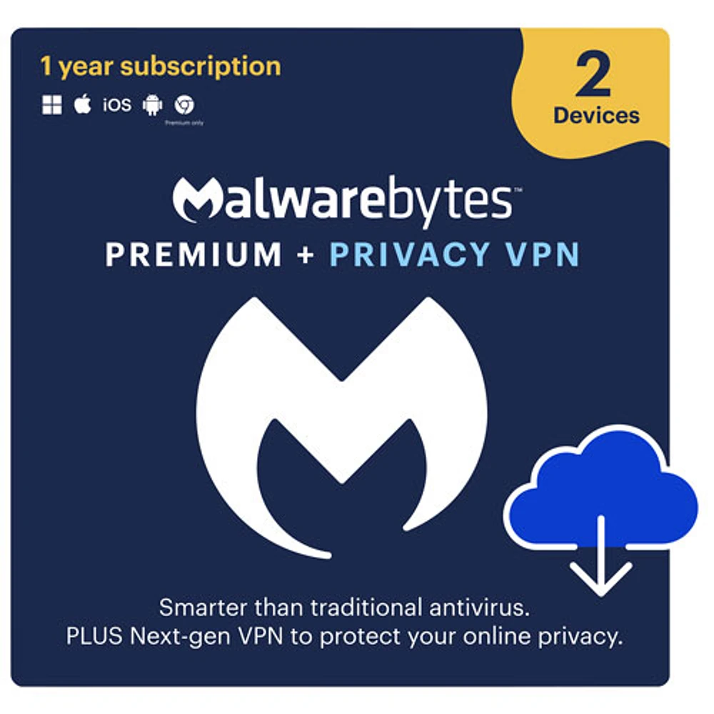 Malwarebytes Premium + Privacy VPN (PC/Mac) - 2 Devices - 1 Year