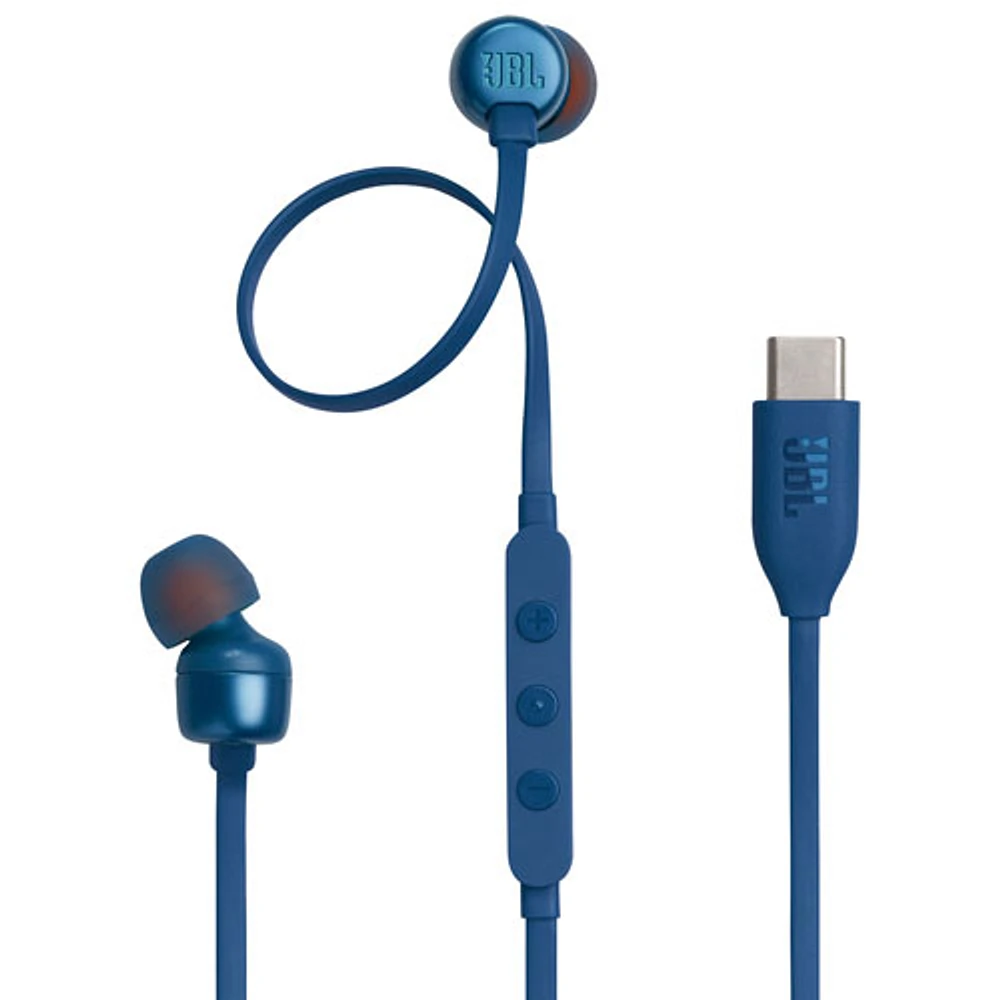 Écouteurs boutons à isolation sonore Tune 310C de JBL avec connecteur USB-C - Bleu