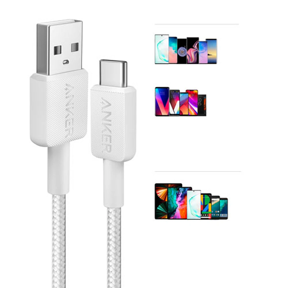 Câble tissé USB-A à USB-C de 1,8 m (5,9 pi) d'Anker (A81H6H21-5)