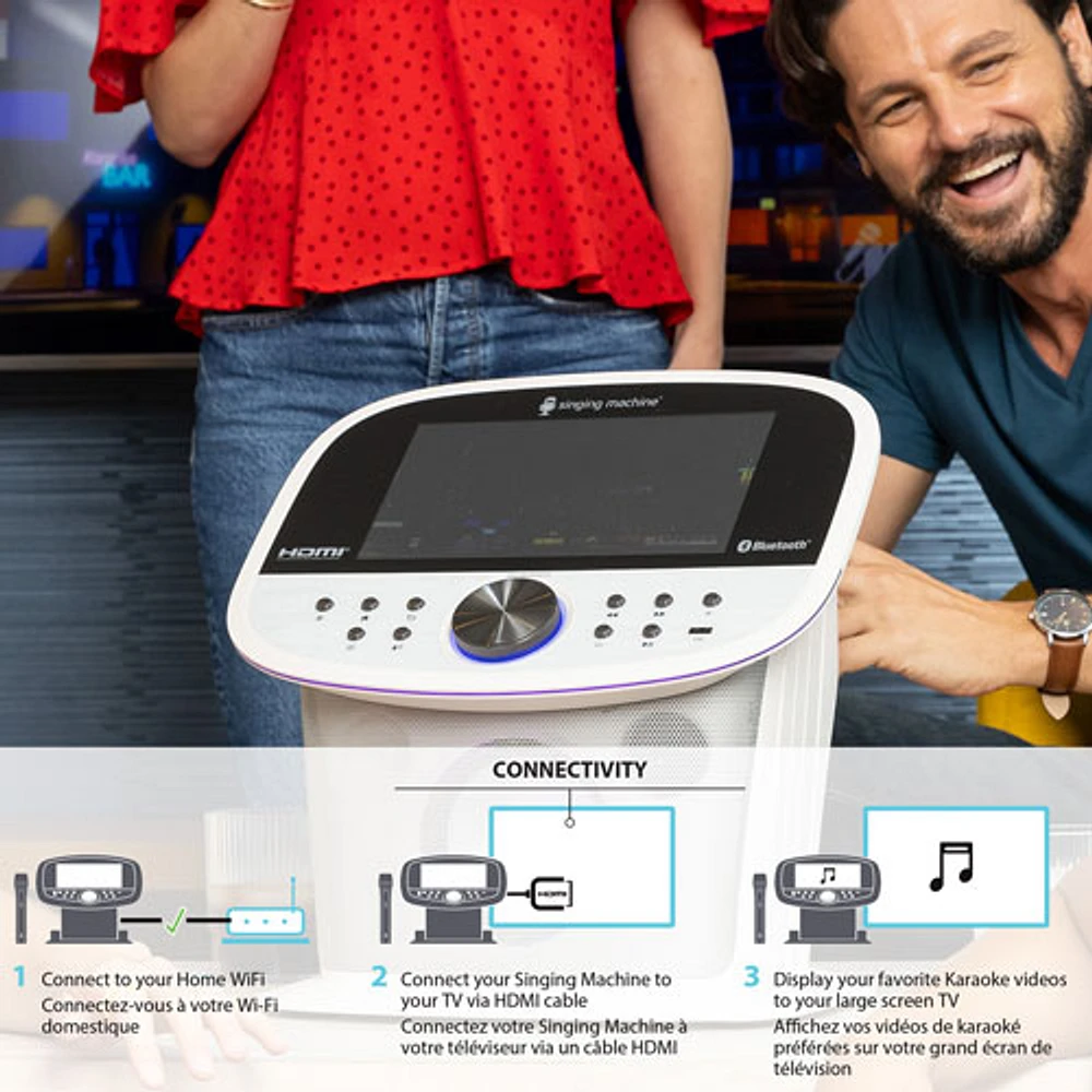 Singing Machine WiFi & Bluetooth Karaoke System with Wireless Microphones (ISM9022) - White- Only at Best Buy