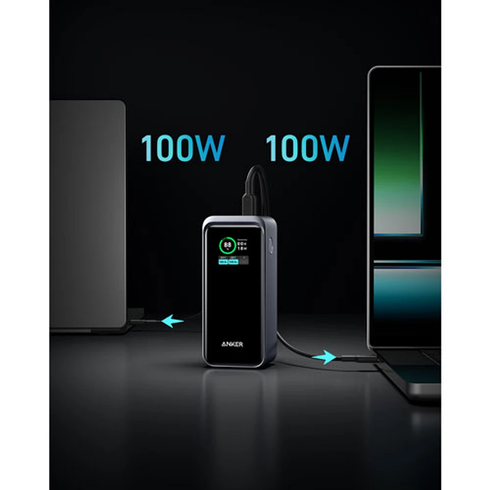 Chargeur portable USB-A/USB-C 200 W 20 000 mAh Prime avec écran intelligent d'Anker - Noir