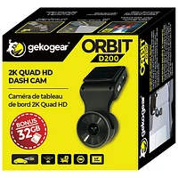 GekoGear Orbit D200 2K Quad HD Wi-Fi Dash Camera with 1.5" LCD Screen & 32GB MicroSD Card