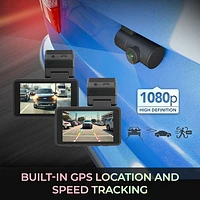 GekoGear Orbit D220 Full HD 1080p Dash Cam with 3" Screen & Rear Camera - Only at Best Buy