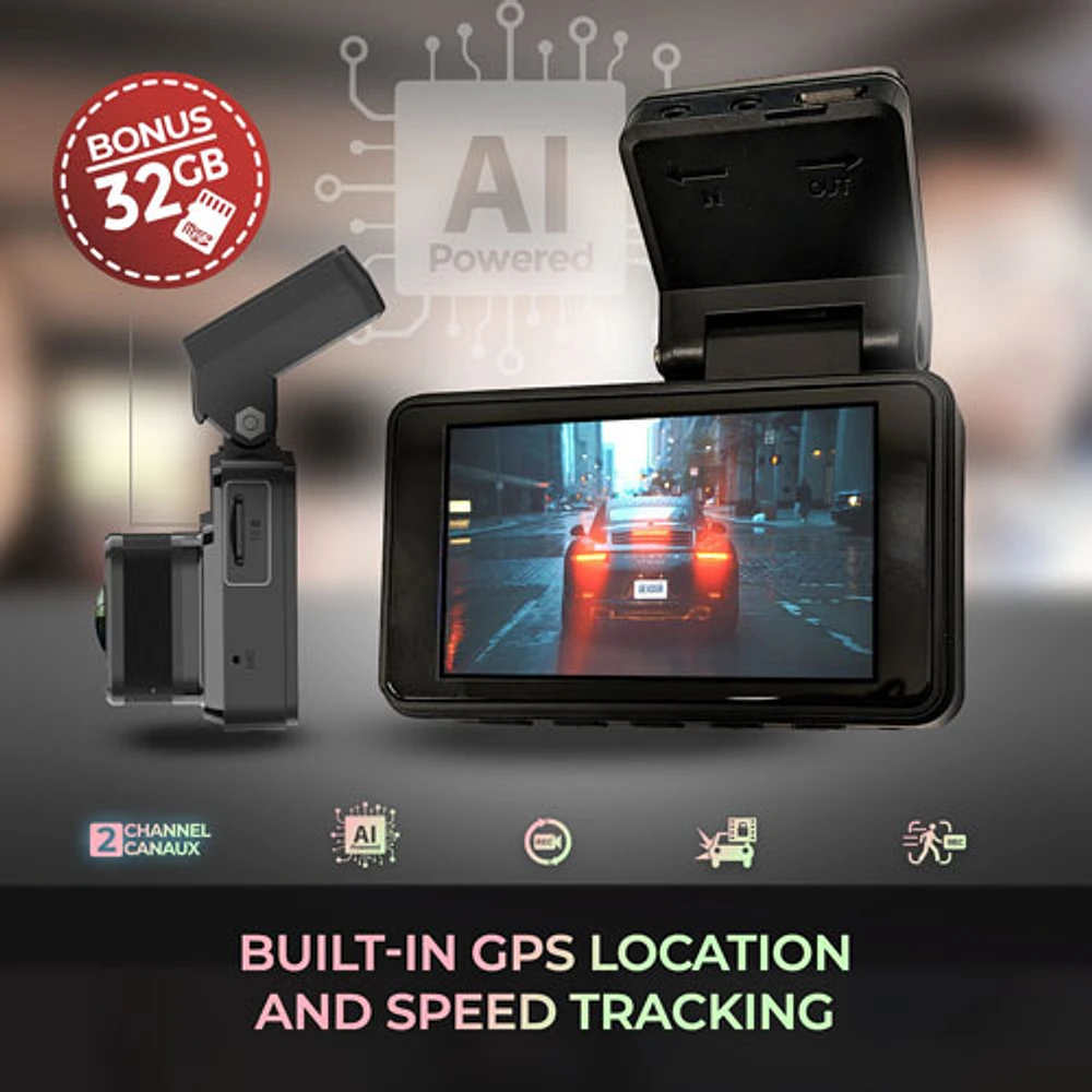 GekoGear Orbit D220 Full HD 1080p Dash Cam with 3" Screen & Rear Camera - Only at Best Buy