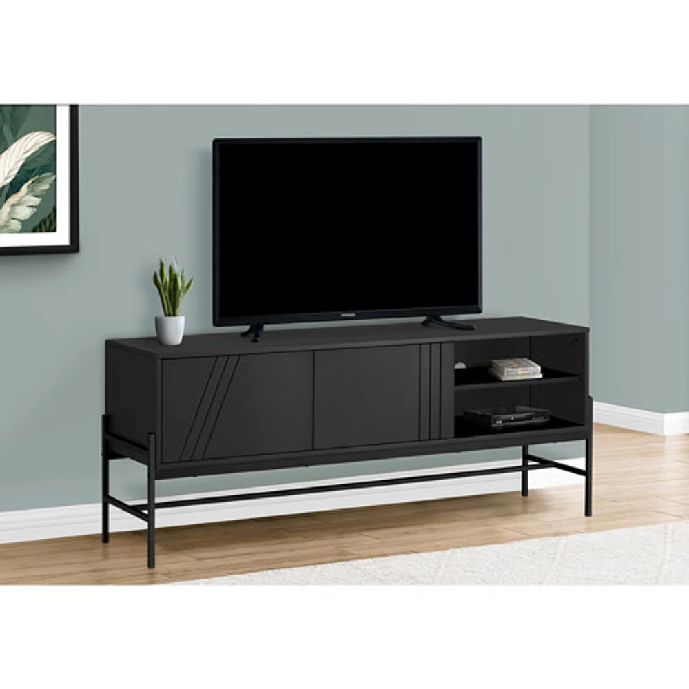 Monarch 60" TV Stand with Storage Cabinet - Black