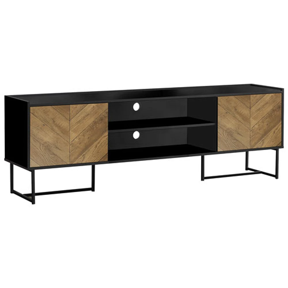 Monarch 72" TV Stand with Shelf & 2 Storage Cabinets - Black/Brown