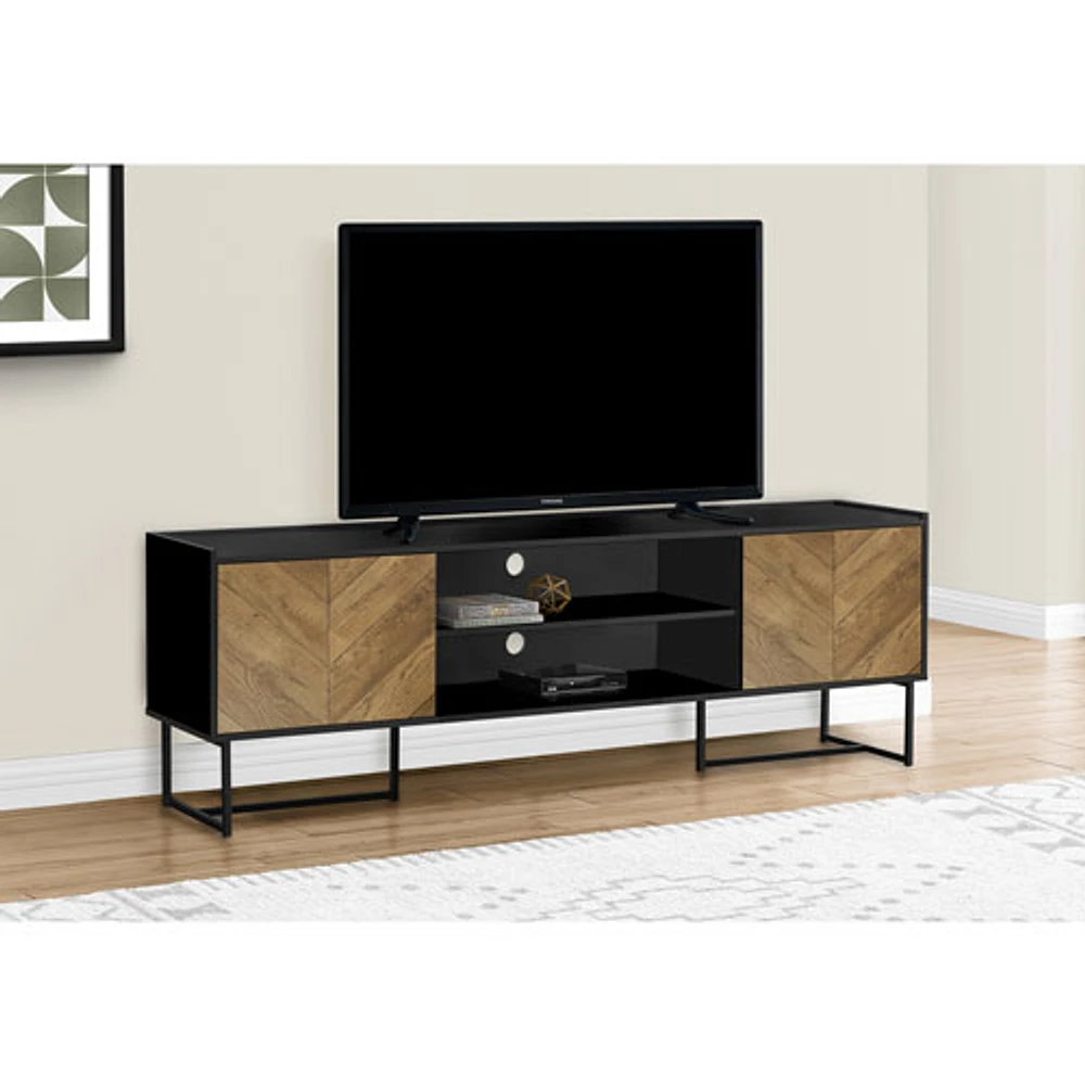 Monarch 72" TV Stand with Shelf & 2 Storage Cabinets - Black/Brown