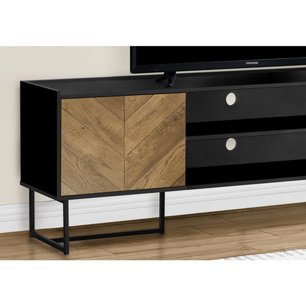 Monarch 72" TV Stand with Shelf & 2 Storage Cabinets - Black/Brown