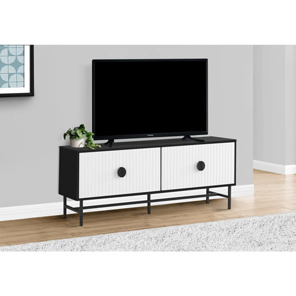 Monarch 60" TV Stand with 2 Closed Cabinets- Black