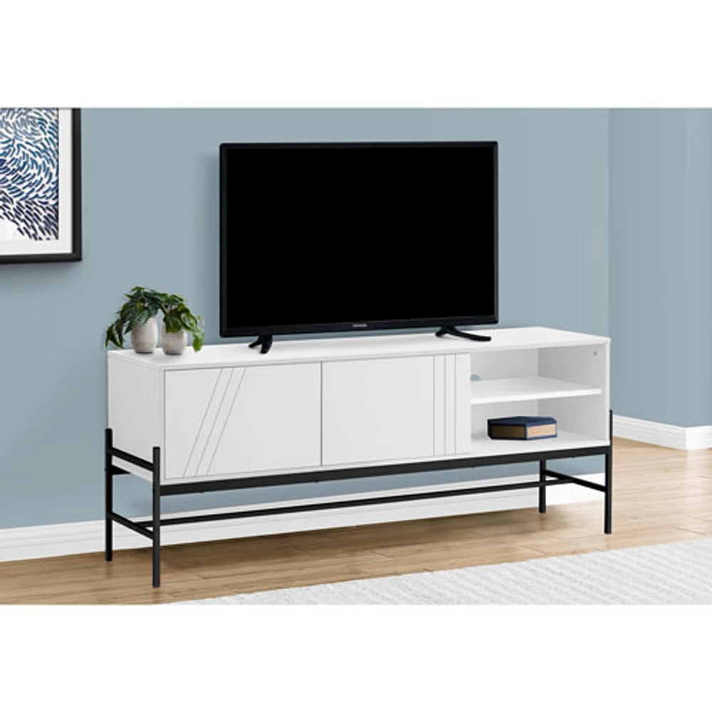 Monarch 60" TV Stand with Storage Cabinet - White