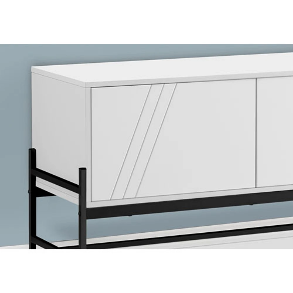 Monarch 60" TV Stand with Storage Cabinet - White