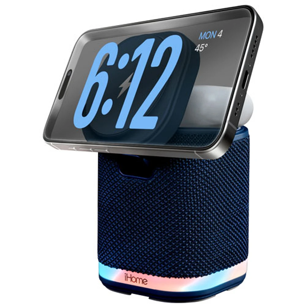 iHome iPBT50 Bluetooth Speaker with Dual Wireless Charging & Mood Light