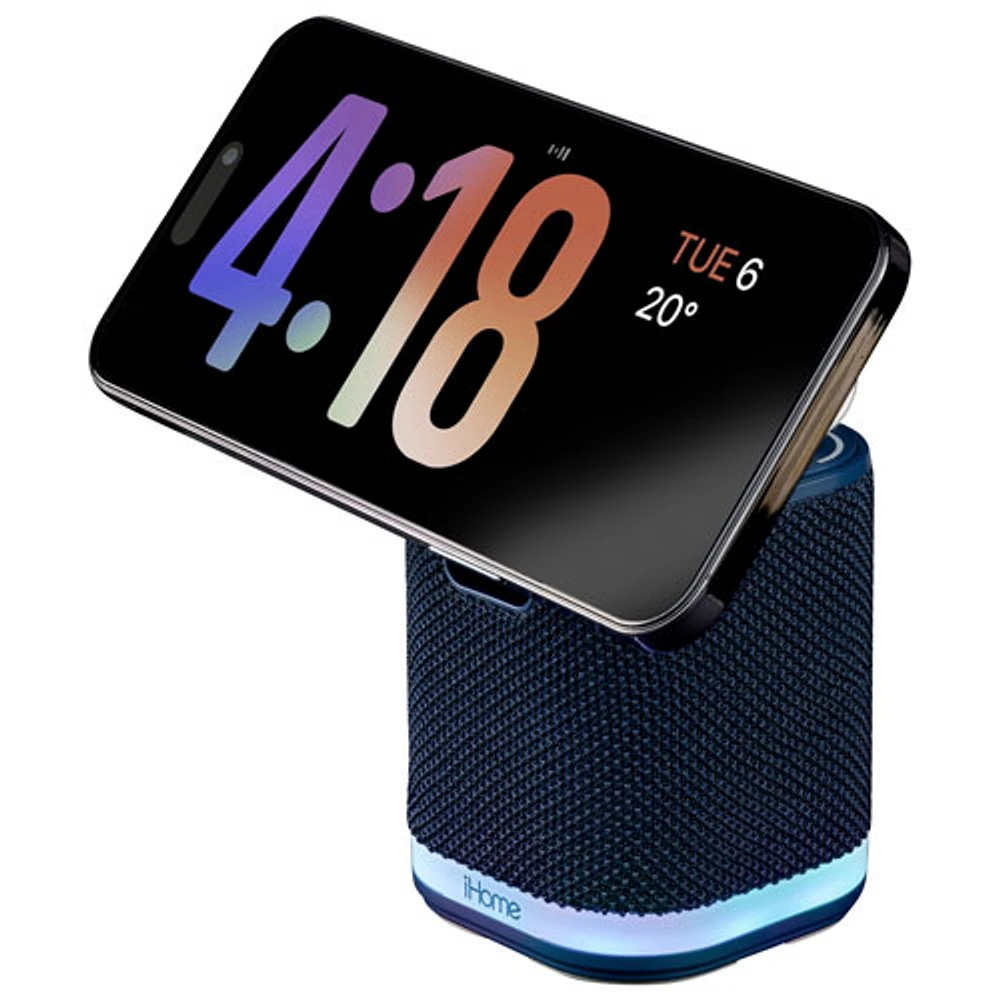 iHome iPBT50 Bluetooth Speaker with Dual Wireless Charging & Mood Light