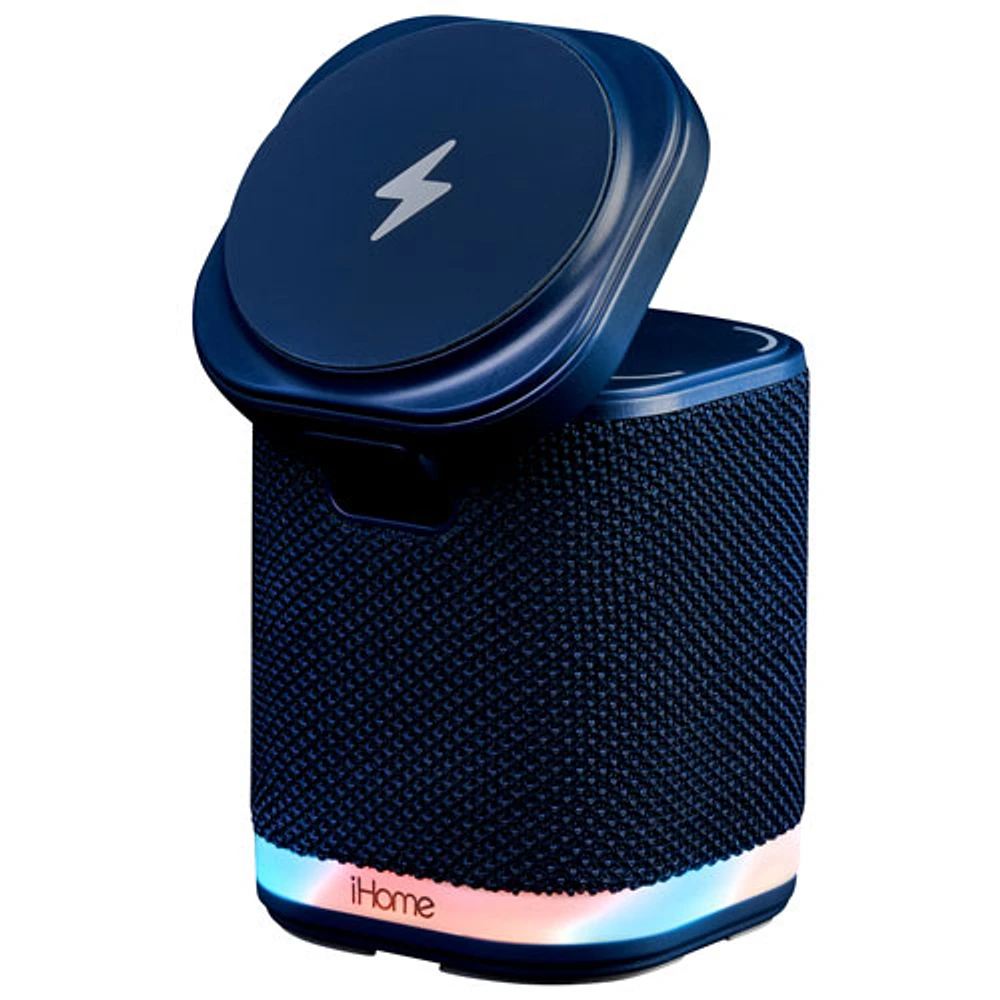 iHome iPBT50 Bluetooth Speaker with Dual Wireless Charging & Mood Light