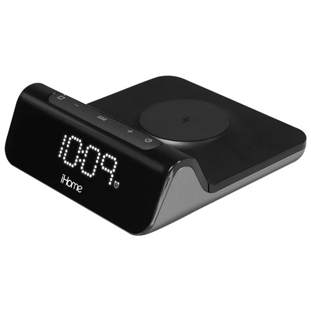 iHome iW23B 3-in-1 Alarm Clock with Magnetic Wireless Charging & USB-A/USB-C Ports