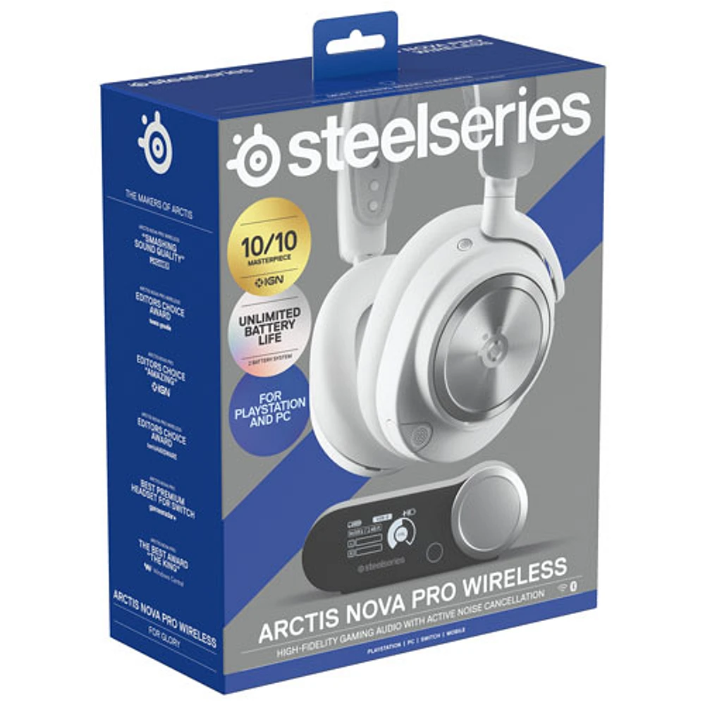 Casque de jeu sans fil Arctis Nova Pro de SteelSeries pour PlayStation/PC/Switch - Blanc