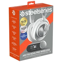 Casque de jeu sans fil à suppression du bruit Arctis Nova Pro de SteelSeries pour PlayStation/PC/Switch - Blanc