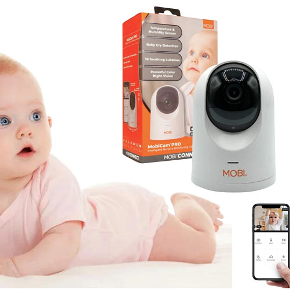 Mobi MobiCam PRO Intelligent Wi-Fi Baby Monitor with Pan/Tilt/Zoom & Colour Night Vision