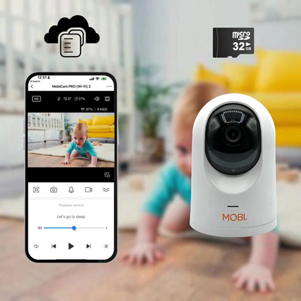 Mobi MobiCam PRO Intelligent Wi-Fi Baby Monitor with Pan/Tilt/Zoom & Colour Night Vision