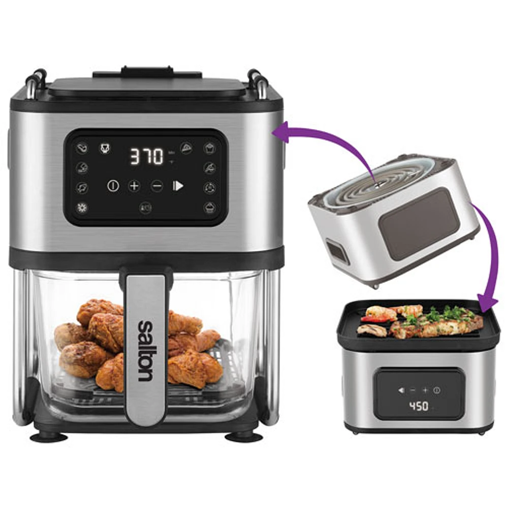 Salton Flip and Cook 3-in-1 Air Fryer (AF2090) - 4.5KG (4.9QT) - Stainless Steel