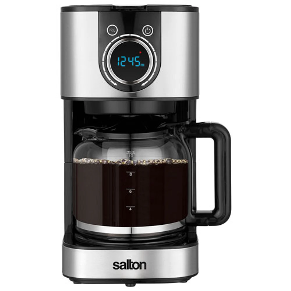 Salton Programmable Drip Coffee Maker - 10-Cup - Silver