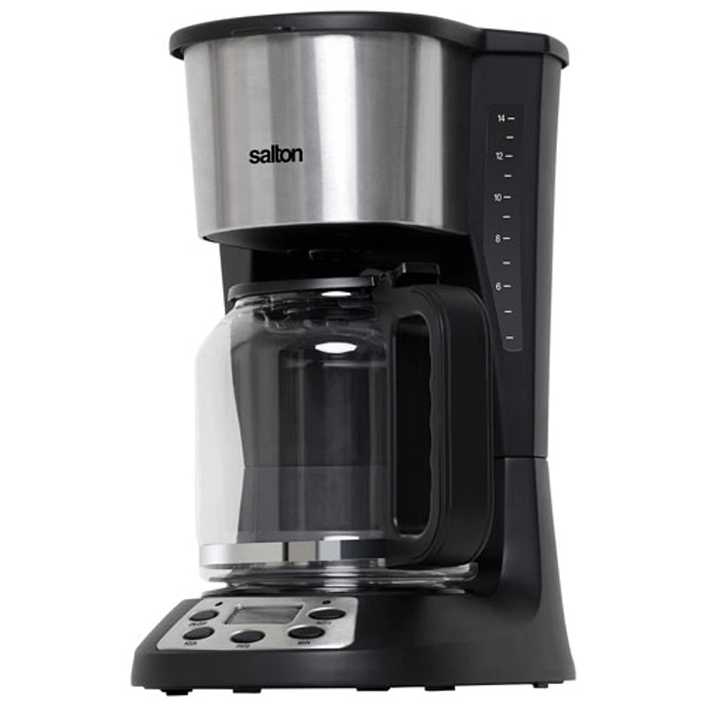 Salton Jumbo Java Drip Programmable Coffee Maker - 14-Cup - Black/Silver