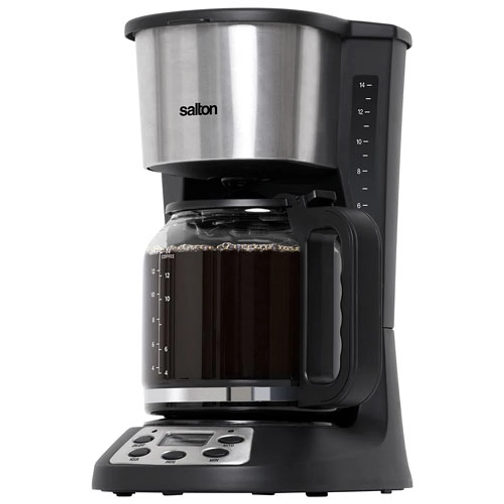 Salton Jumbo Java Drip Programmable Coffee Maker - 14-Cup - Black/Silver