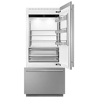 Smeg 36" 19 Cu. Ft. Built-in Bottom Freezer Refrigerator with Ice Dispenser (RBMU36RX) - Stainless Steel