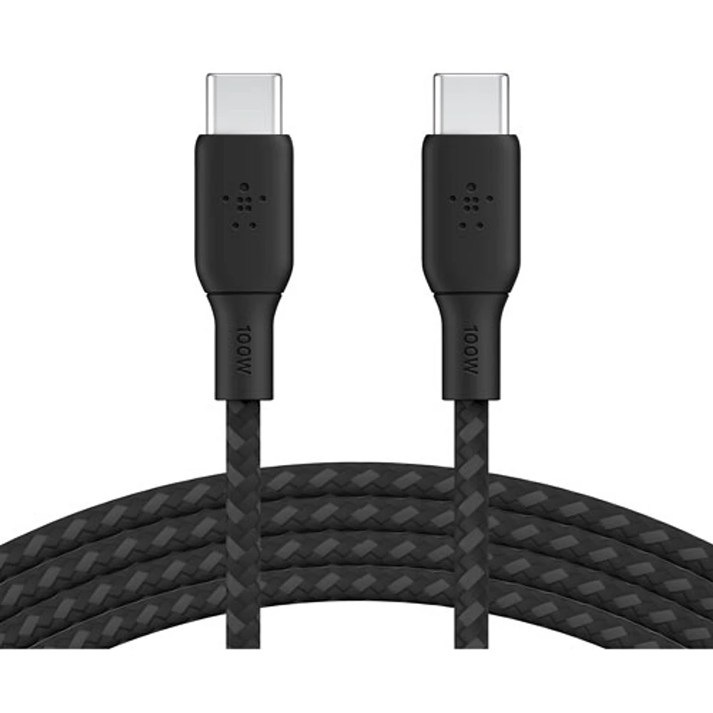 Belkin 2m (6.6ft) BoostCharge USB-C to USB-C Braided Cable (CAB014bt2MBK) - Black