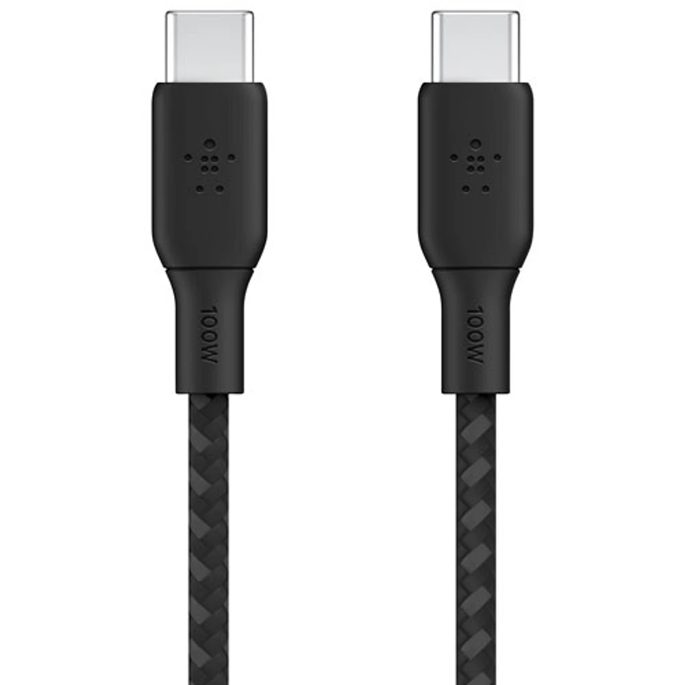 Câble tissé USB-C à USB-C de 2 m (6,6 pi) BoostCharge de Belkin (CAB014bt2MBK) - Noir